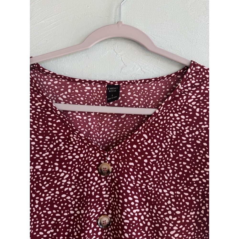 Woman’s Large Lightweight Emory Rose Loose Fit Maroon/White Dress - Picture 3 of 9